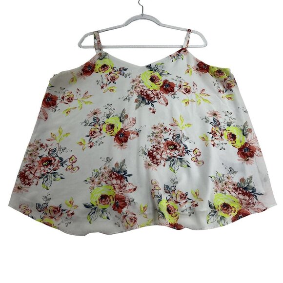 Torrid 2X Sophie Rose Swing Cami Flowy Tank Top White Neon Green Bloomcore Boho - Picture 5 of 10